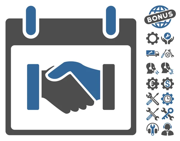 Handshake Kalendertag Vektor-Symbol mit Bonus — Stockvektor