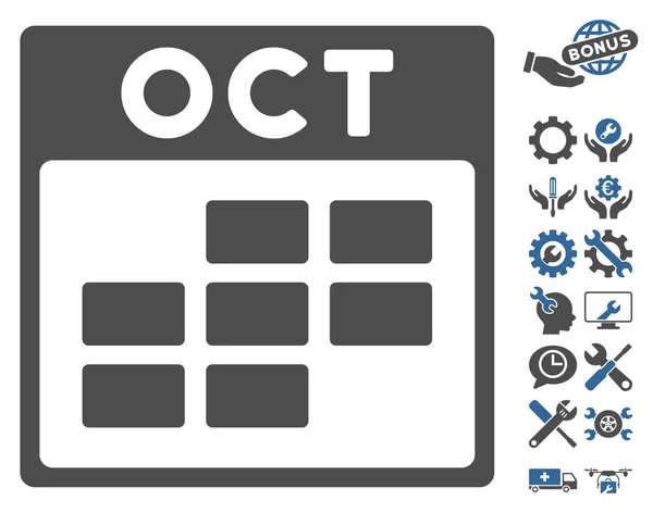 Października kalendarz siatki wektor ikona z Bonus — Wektor stockowy