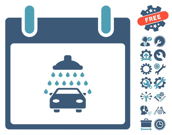 Car Shower Calendar Day Vector Icon With Bonus — Stock Vector