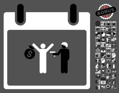 Bonus ile tutuklama takvim gün düz vektör simgesi