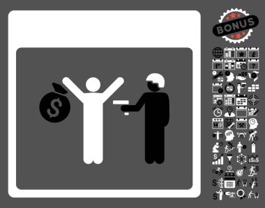 Bonus ile tutuklama takvim sayfa düz vektör simgesi