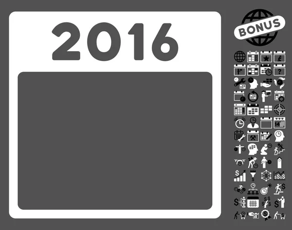 2016 anno calendario modello piatto vettoriale icona con bonus — Vettoriale Stock