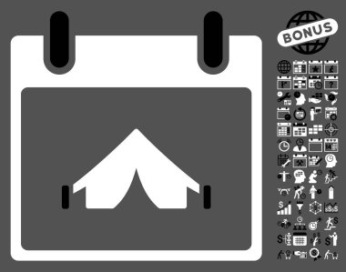 Bonus ile kamp takvim gün düz vektör simgesi