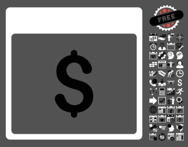 Bonus ile Doları Döviz Alım takvimi sayfa düz vektör simgesi