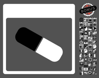 Takvim sayfası düz vektör simge Bonus ile ilaç kapsül