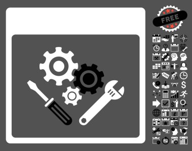 Vites araçlar ile Bonus sayfa düz vektör simge takvim