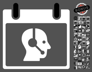 Bonus ile operatör takvim gün düz vektör simgesi