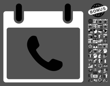 Bonus ile telefon takvim gün düz vektör simgesi