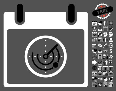 Bonus ile radar takvim gün düz vektör simgesi