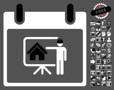 Bonus ile gayrimenkul geliştirici takvim gün düz vektör simgesi