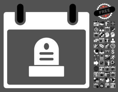 Bonus ile rip anıt takvim gün düz vektör simgesi