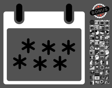 Bonus ile kar takvim gün düz vektör simgesi