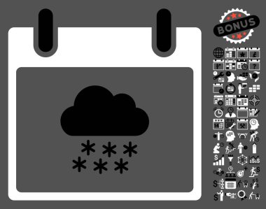 Bonus ile kar bulut takvim gün düz vektör simgesi