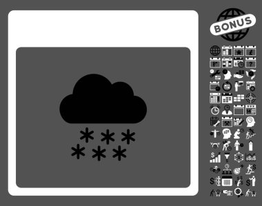 Bonus ile kar bulut takvim sayfa düz vektör simgesi