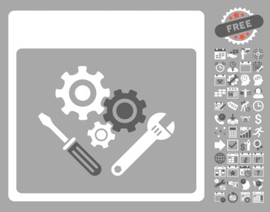 Vites araçlar ile Bonus sayfa düz vektör simge takvim