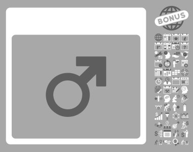 Bonus ile Mars erkek sembol takvim sayfa düz vektör simgesi