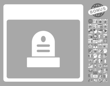 Anıt mezar taşı takvim sayfa düz vektör simge Bonus ile