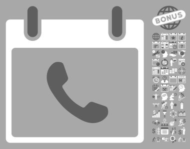 Bonus ile telefon takvim gün düz vektör simgesi