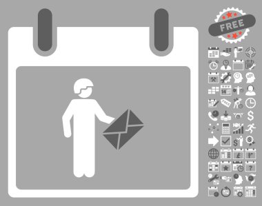 Postacı takvim gün düz vektör simge Bonus ile