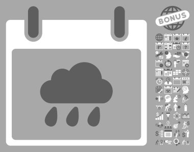 Yağmur bulutu takvim gün düz vektör simge Bonus ile