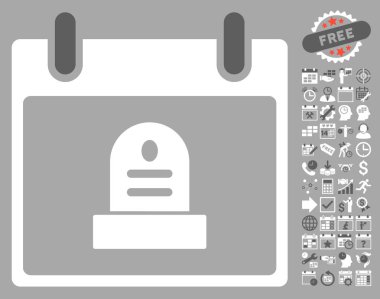 Bonus ile rip anıt takvim gün düz vektör simgesi