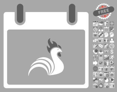 Bonus ile horoz takvim gün düz vektör simgesi