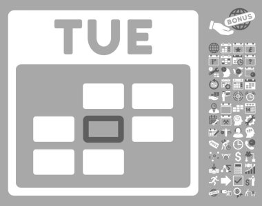 Bonus ile Salı takvim kılavuz düz vektör simgesi