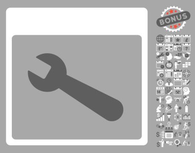 İngiliz anahtarı aracı takvim sayfa düz vektör simgesi Bonus ile