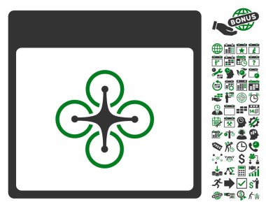 Bonus ile hava helikopter takvim sayfa düz vektör simgesi