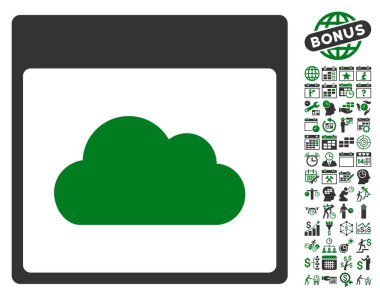 Bonus ile bulut takvim sayfa düz vektör simgesi