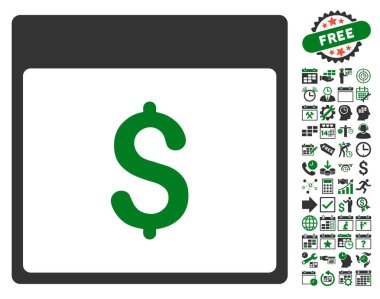 Bonus ile Doları Döviz Alım takvimi sayfa düz vektör simgesi