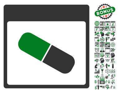 Takvim sayfası düz vektör simge Bonus ile ilaç kapsül