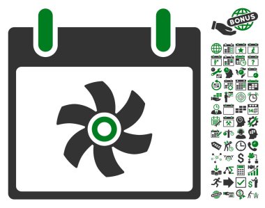 Bonus ile fan takvim gün düz vektör simgesi