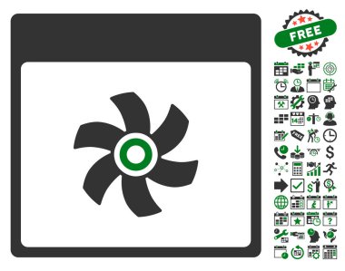 Bonus ile fan takvim sayfa düz vektör simgesi