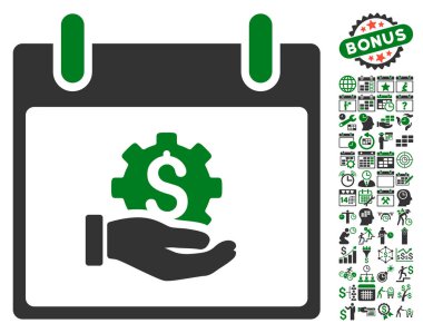 Finansal kalkınma el takvim gün düz vektör simgesi Bonus ile
