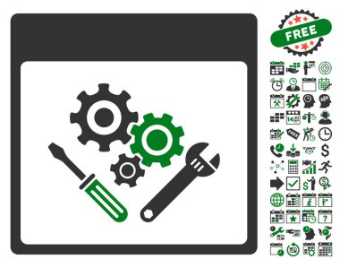 Vites araçlar ile Bonus sayfa düz vektör simge takvim