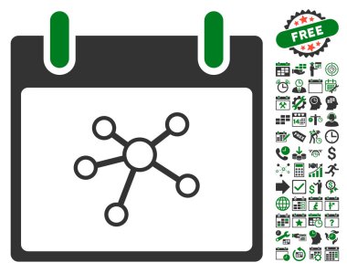 Bonus ile bağlantıları takvim gün düz vektör simgesi
