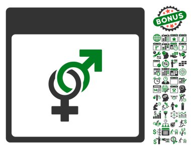 Bonus ile evlilik takvim sayfa düz vektör simgesi