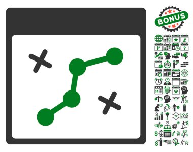 Yol puan Bonus ile sayfa düz vektör simge takvim