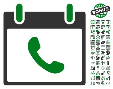 Bonus ile telefon takvim gün düz vektör simgesi