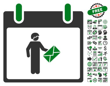 Postacı takvim gün düz vektör simge Bonus ile