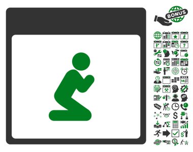 Kişi takvim sayfa düz vektör simge Bonus ile dua