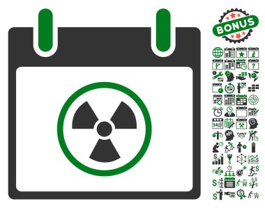 Bonus ile radyoaktif takvim gün düz vektör simgesi
