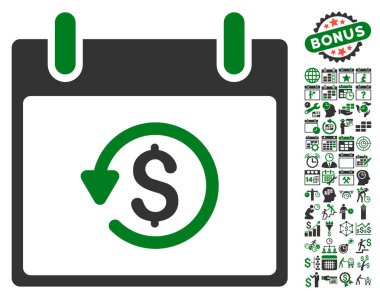 Takvim gün düz vektör simge Bonus ile iade