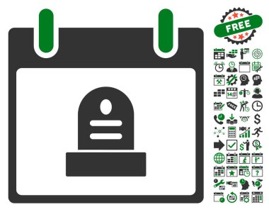 Bonus ile rip anıt takvim gün düz vektör simgesi