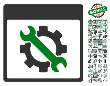 Ayarları araçları ile Bonus sayfa düz vektör simge takvim