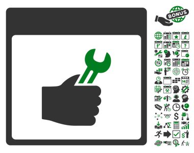 Anahtar hizmet el takvim sayfa düz vektör simgesini Bonus ile