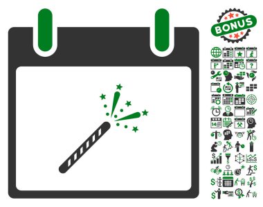 Maytap fişek takvim gün düz vektör simge Bonus ile