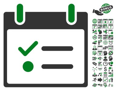 Yapılacaklar listesi takvim gün düz vektör simge Bonus ile