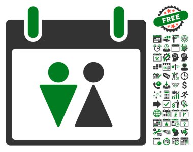 Tuvalet takvim gün düz vektör simgesi Bonus ile